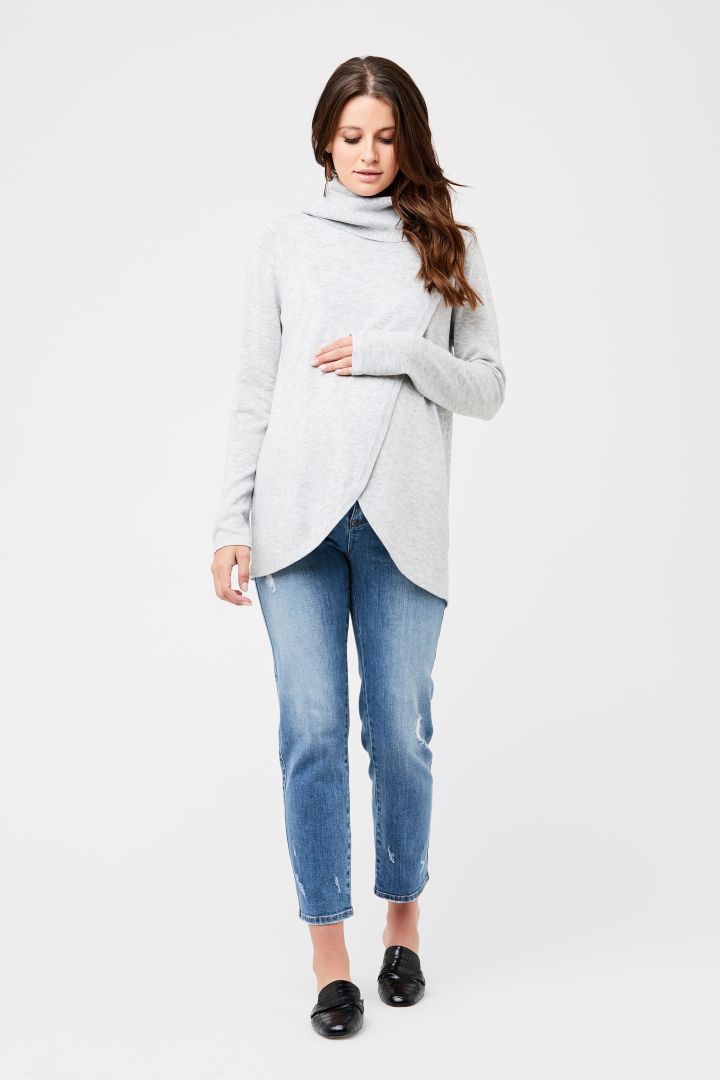Umstands- und Stillpullover mit Rollkragen