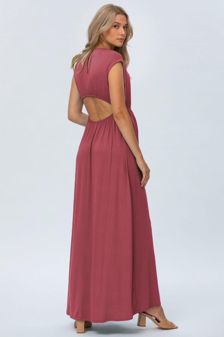 Maxi Umstandskleid mit Rückenausschnitt berry