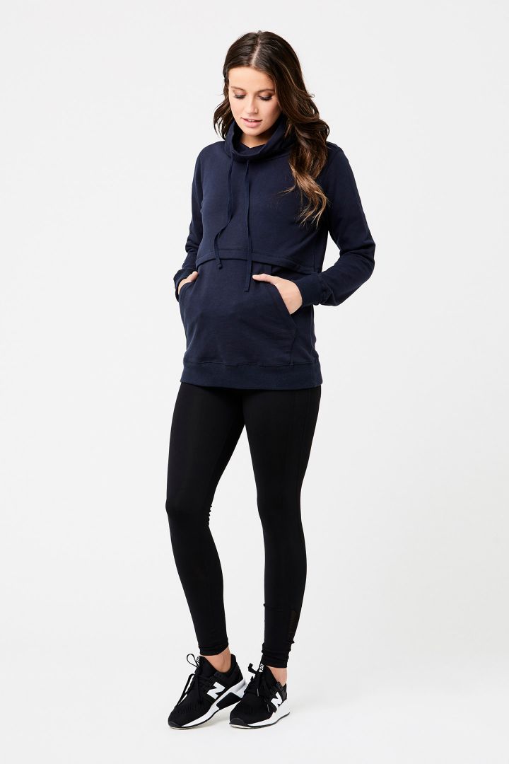 Maternity and nursing hoodie with zip fastenings