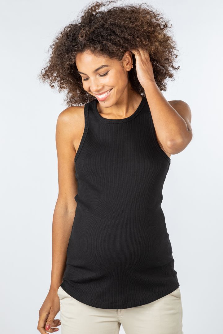 Ribbed Umstands-Tanktop aus Bio-Baumwolle schwarz