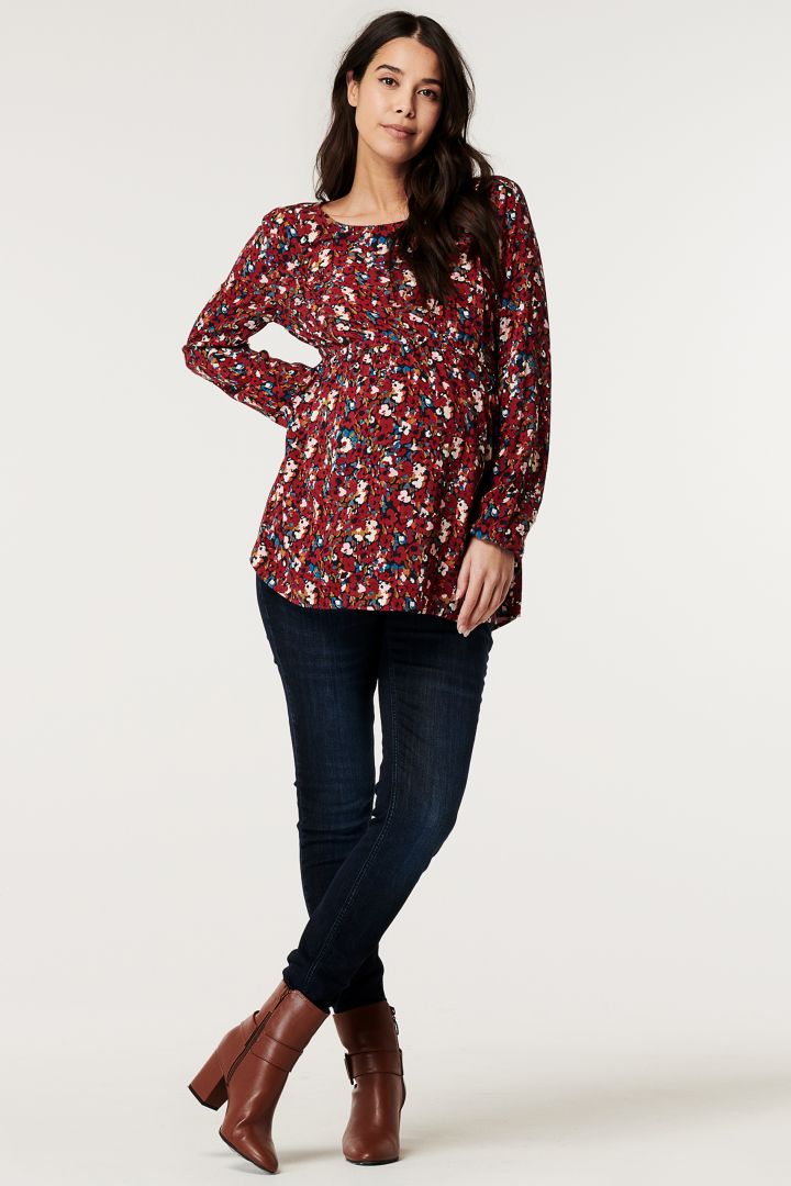 Maternity and Nursing Blouse with Flower Print