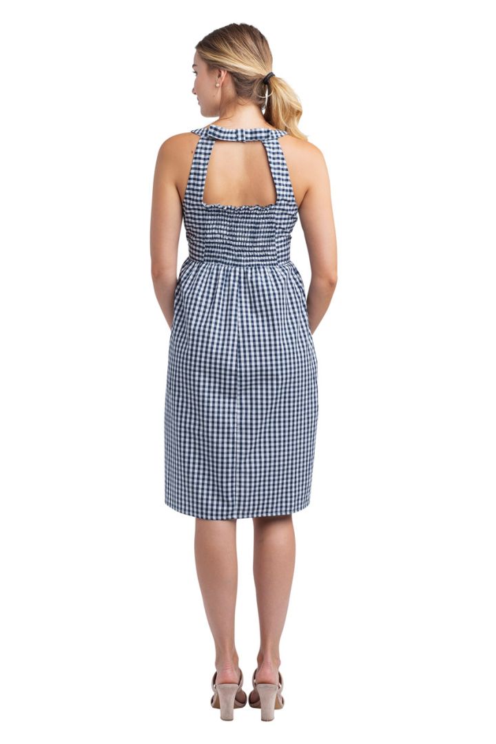 Vichy Maternity Dress with Cut-Out Back
