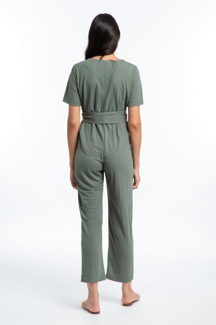 Umstands- und Still-Jumpsuit mit Knopfleiste salbei