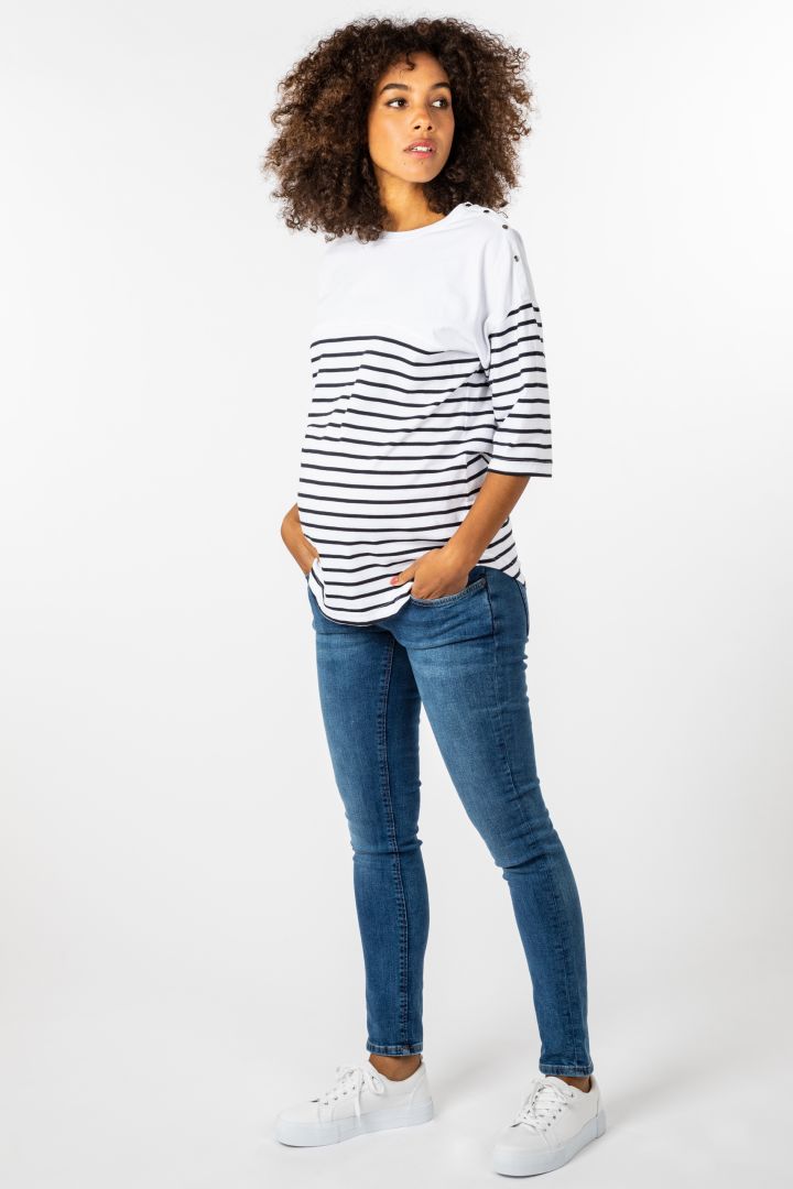Organic Umstands- und Stillshirt 3/4 Arm gestreift