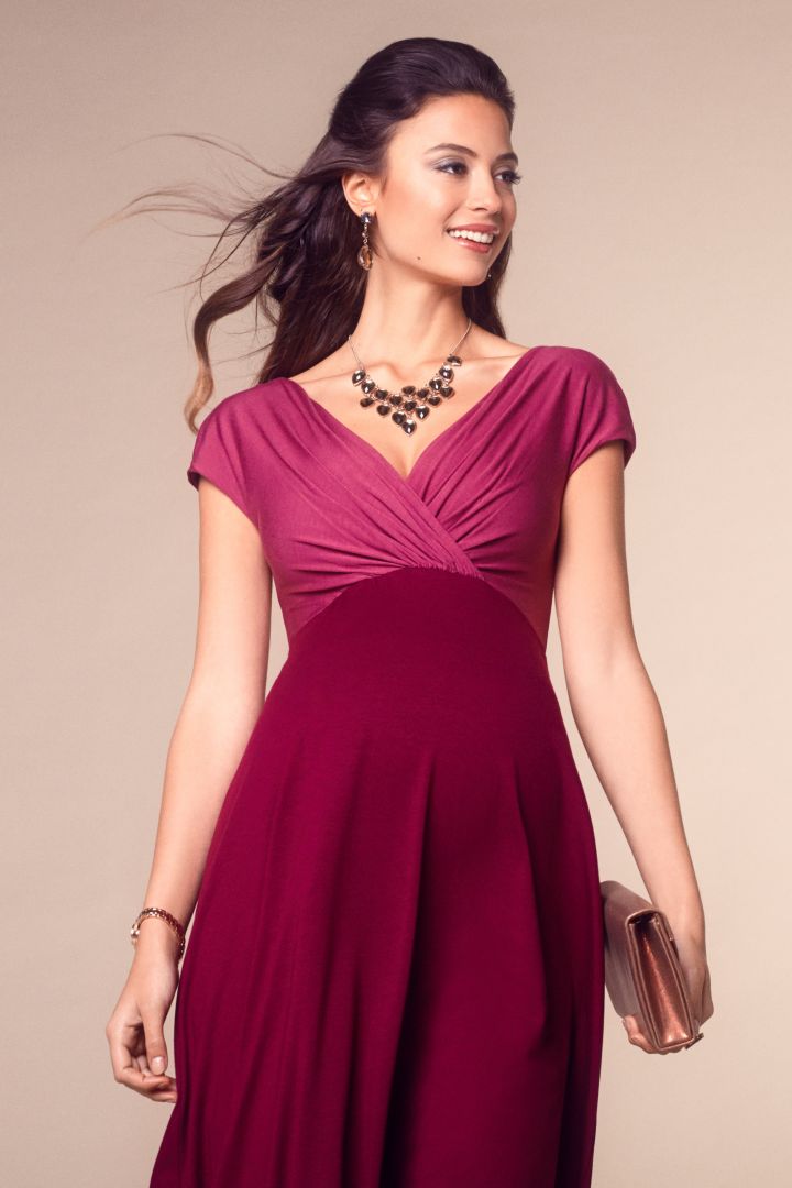 Maternity Dress with Cache Coeur Neckline berry