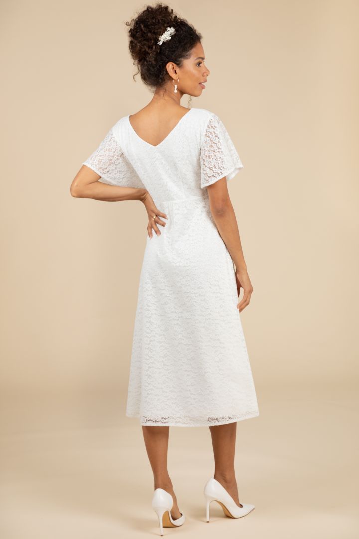 Midi Umstandsbrautkleid mit Blumenspitze