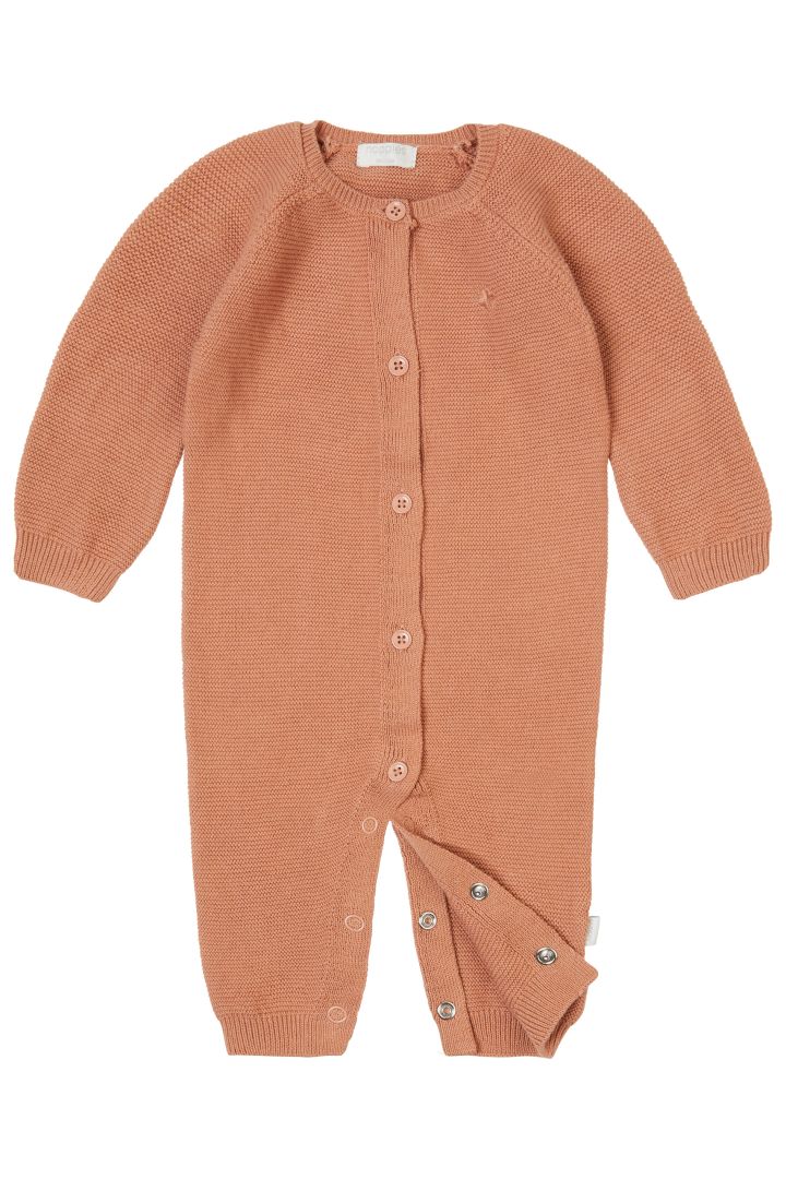 Organic Strickstrampler mit Knopfleiste mocca