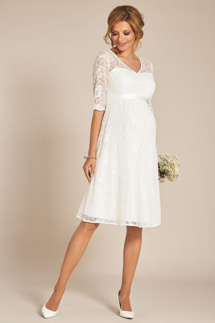 A-Line Umstandsbrautkleid mit 3/4 Ärmeln