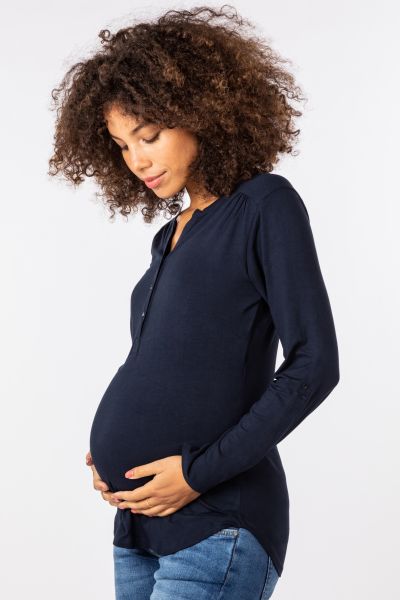 Eco Viskose Henley Umstands- und Stillshirt navy