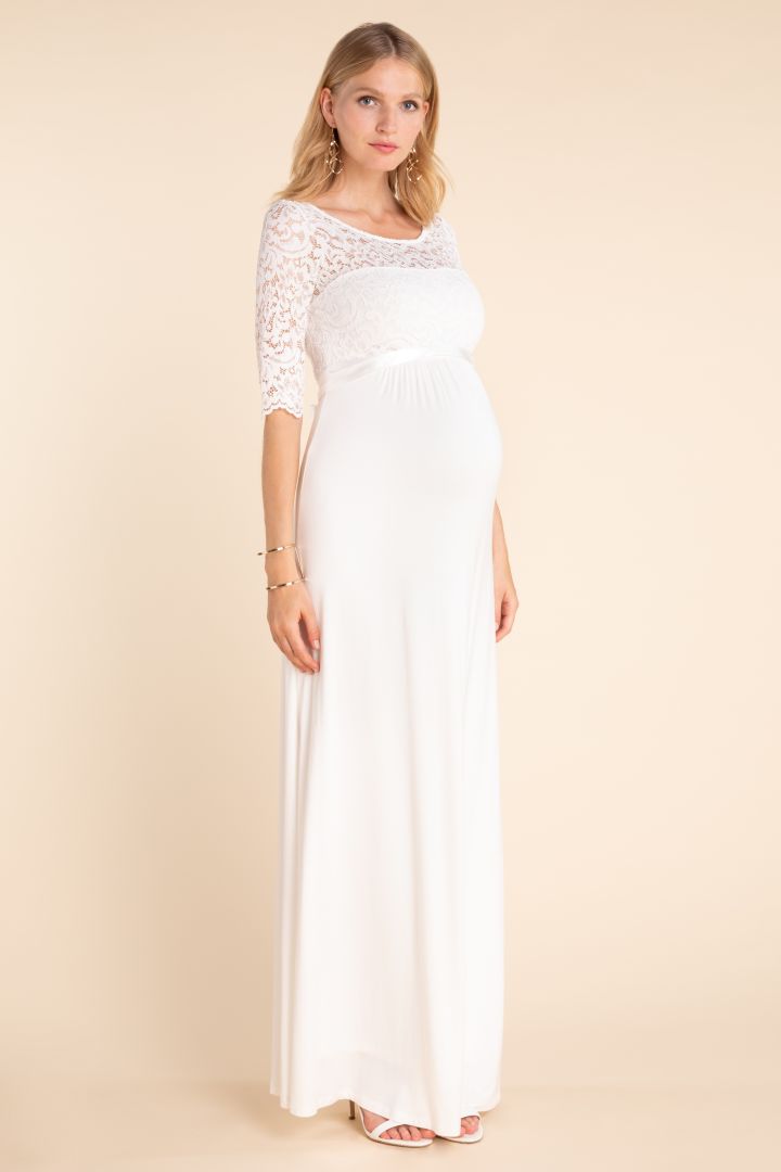 Umstandsbrautkleid mit Rückenausschnitt lang