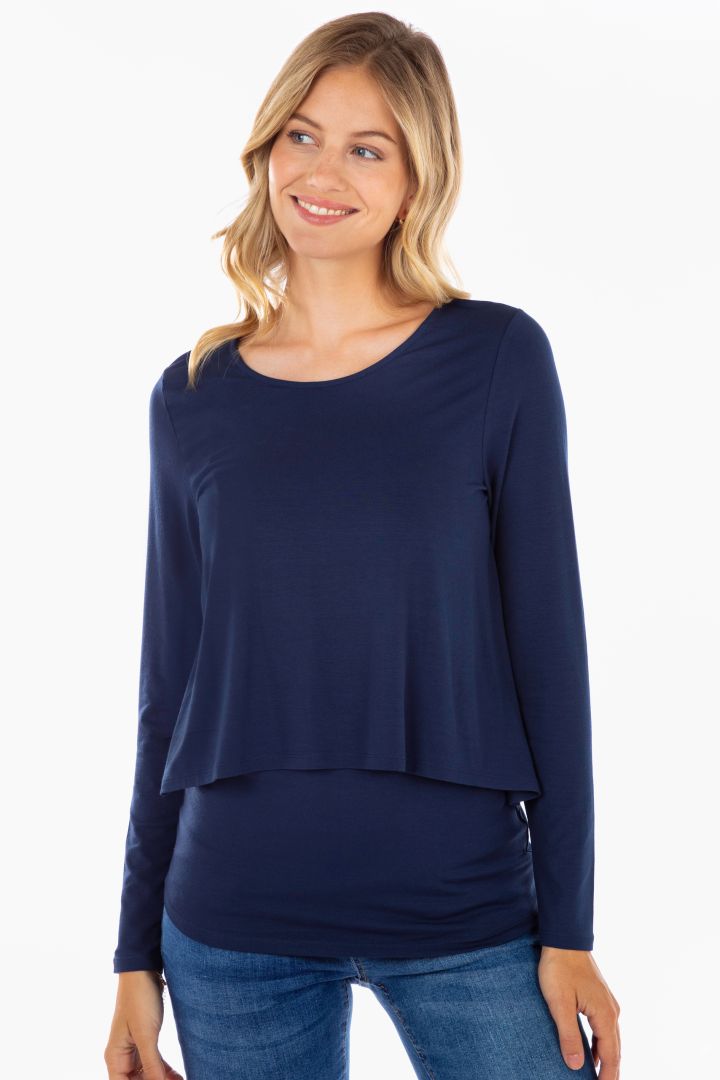 Ecovero Doppellagiges Umstands- und Stillshirt navy