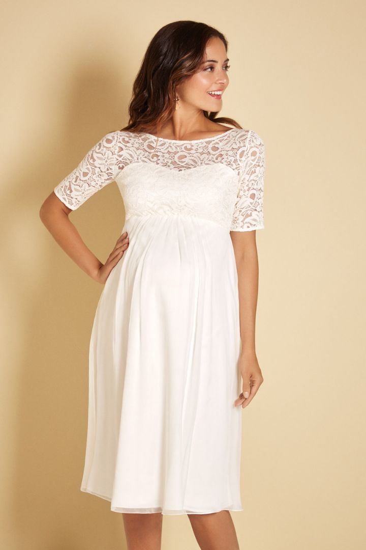 Umstandsbrautkleid mit Seidenrock elfenbein