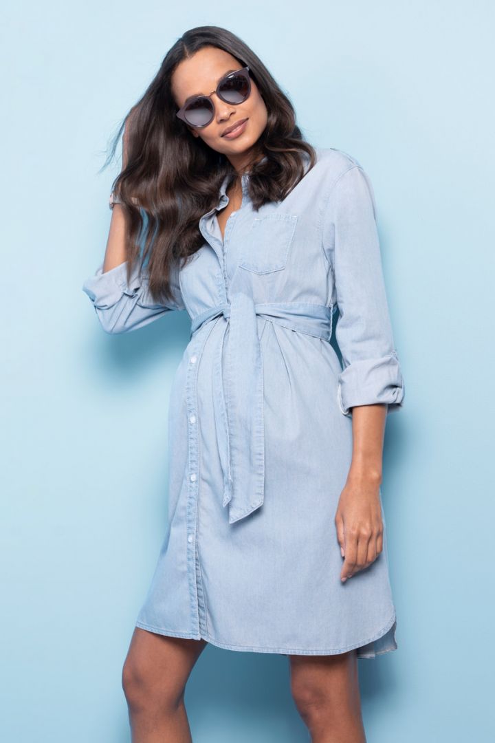 Maternity and Nursing Shirtdress denim