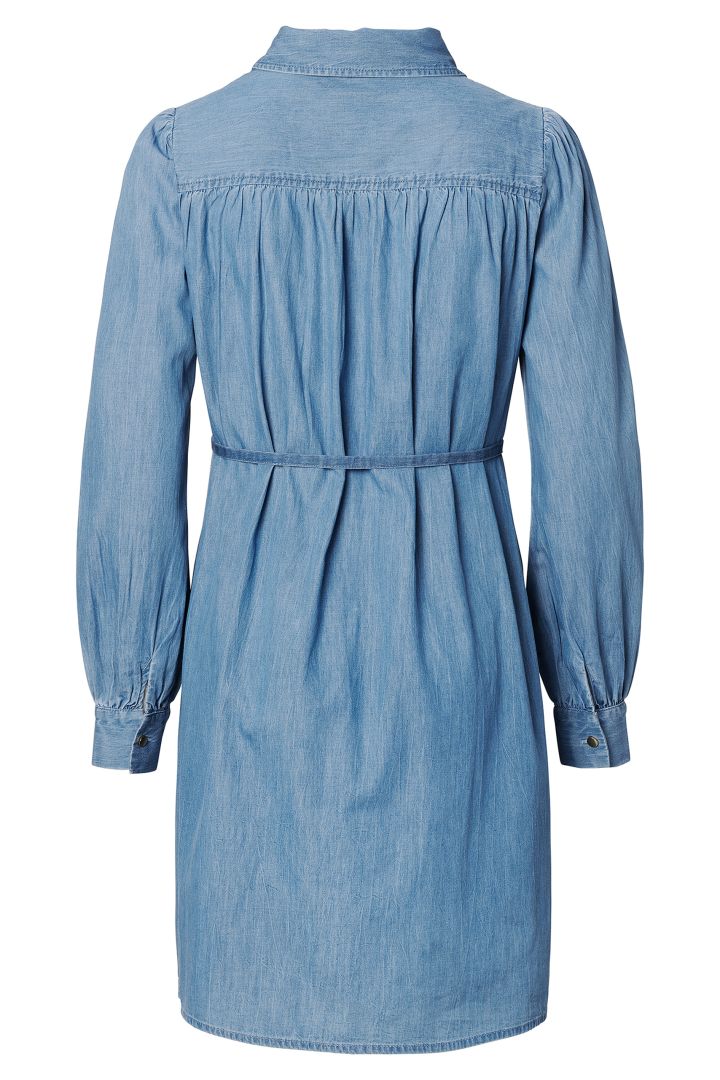 Maternity and Nursing Shirt Dress in Denim-Look