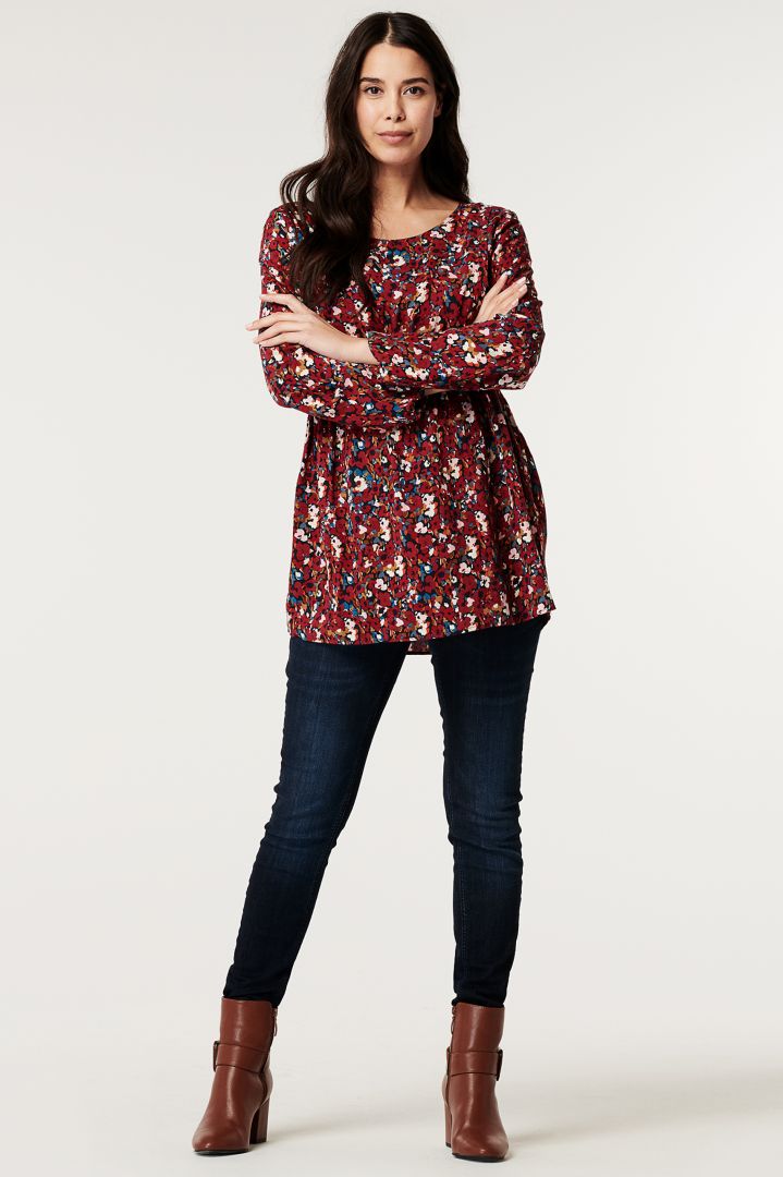 Maternity and Nursing Blouse with Flower Print