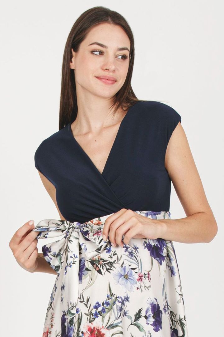 Maxi Umstands- und Stillkleid mit Satinrock ivory