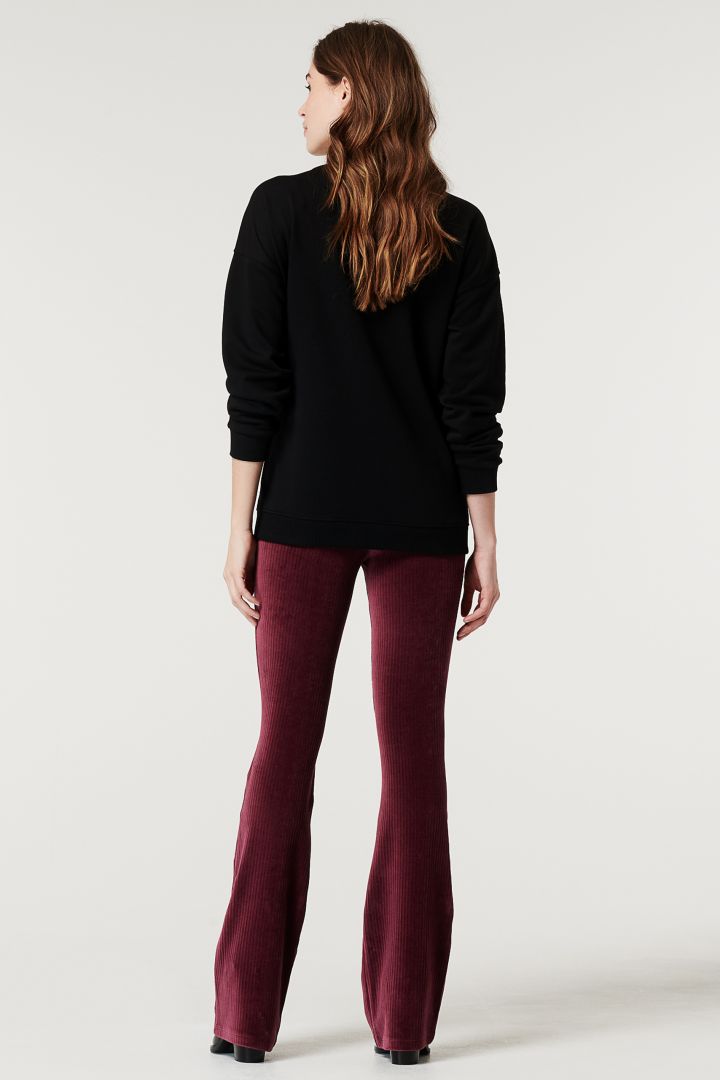 Flared Velvet Maternity Trousers bordeaux