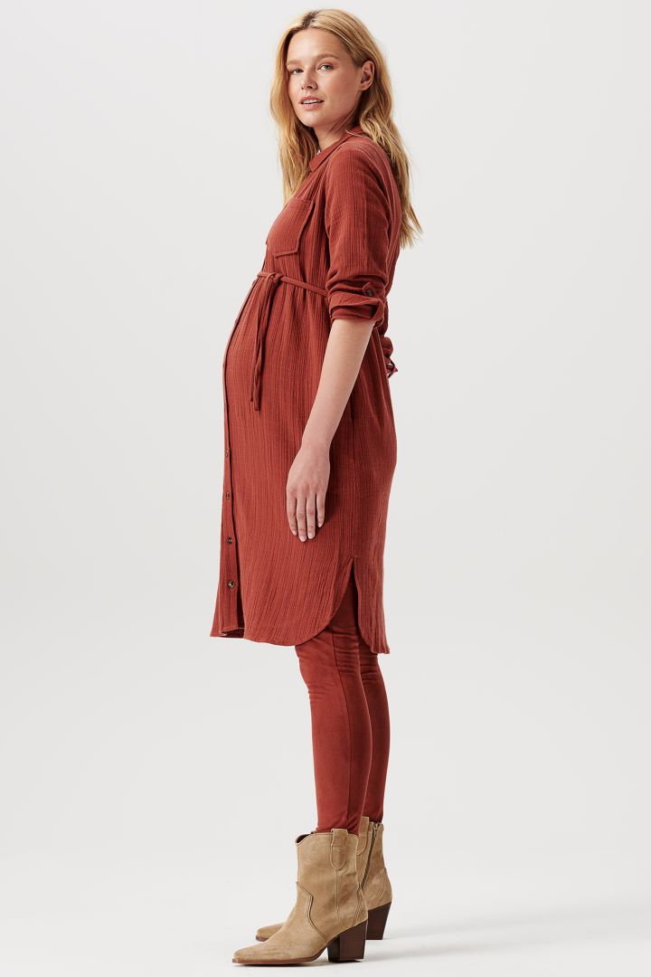 Musselin Umstands- und Still-Hemdblusenkleid terracotta