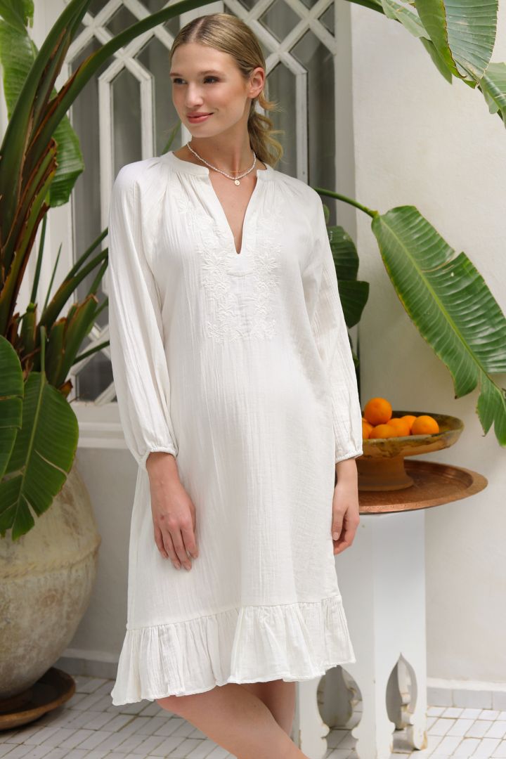 Double Cotton Boho Umstandskleid