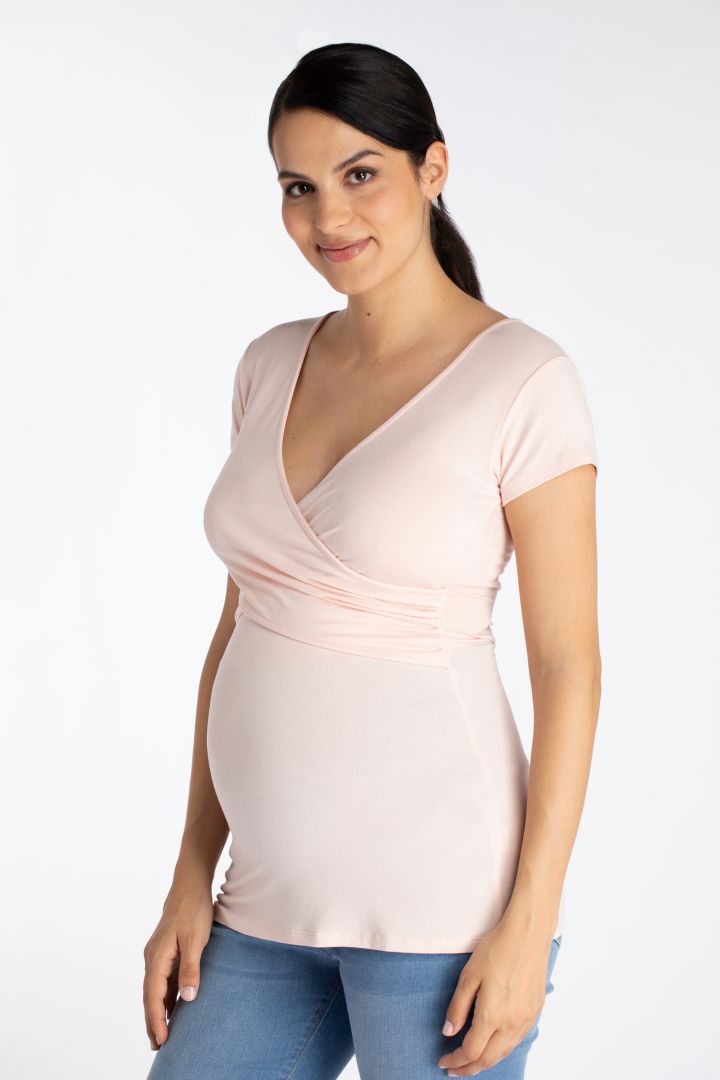Eco Viskose Cross-Over Umstands- und Stillshirt blush