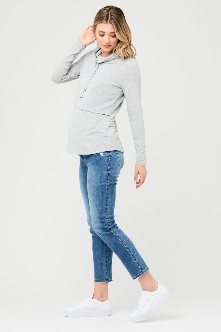 Cowl Neck Umstands- und Stillshirt hellgrau