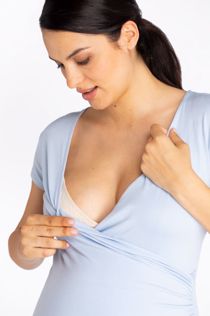 Eco Viskose Cross-Over Umstands- und Stillshirt hellblau