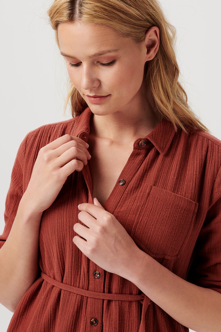 Musselin Umstands- und Still-Hemdblusenkleid terracotta