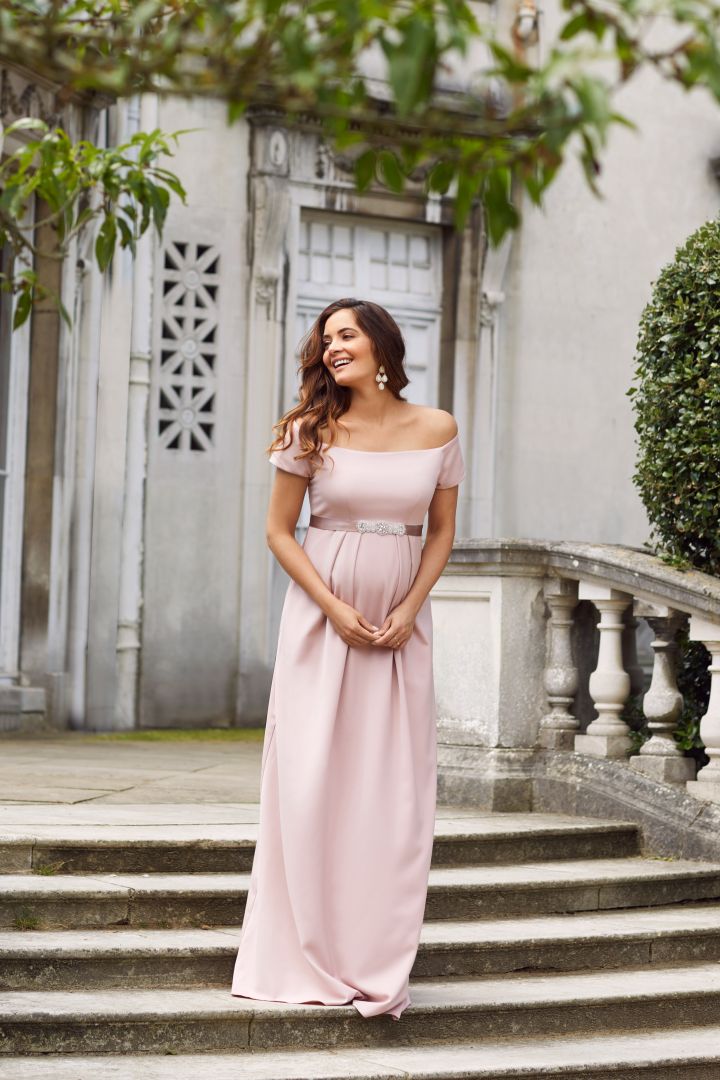 Umstandsrobe mit U-Boot Ausschnitt Mellow Rose