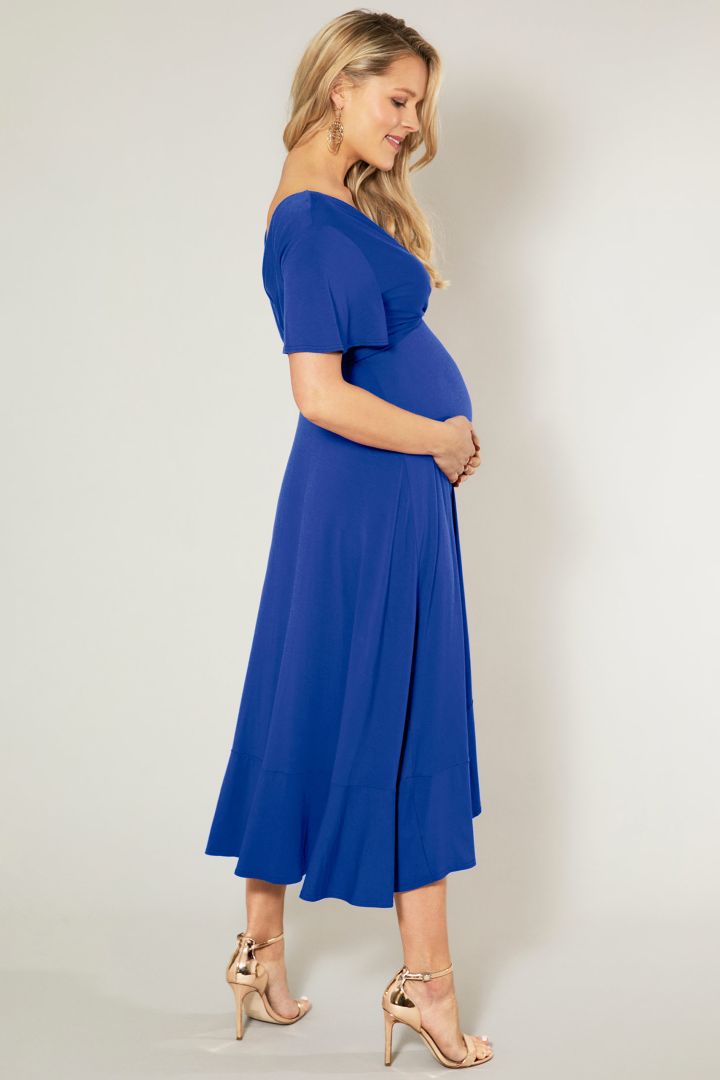 Wasserfall Midi Umstands- und Stillkleid royal blau