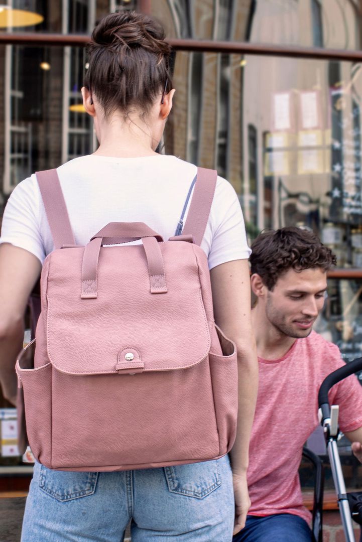 Wickelrucksack aus veganem Kunstleder rosa