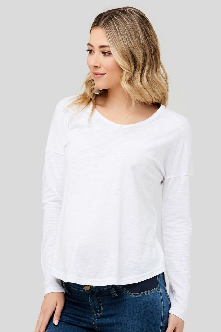 Relaxed Maternity Shirt Long Sleeve white