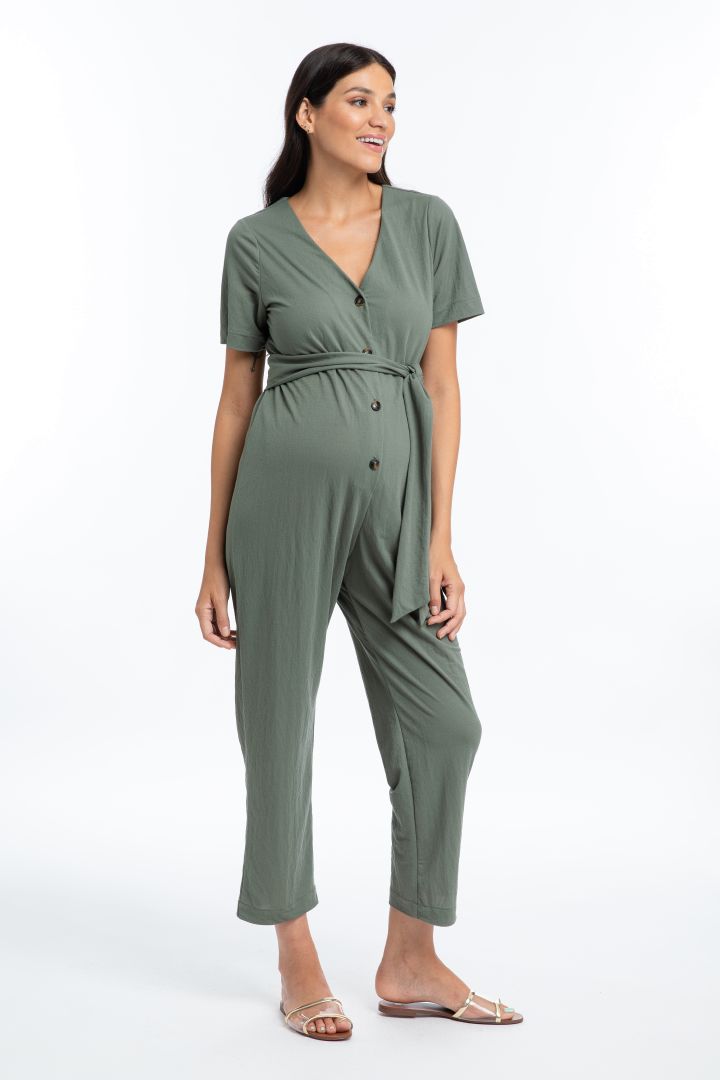 Umstands- und Still-Jumpsuit mit Knopfleiste salbei