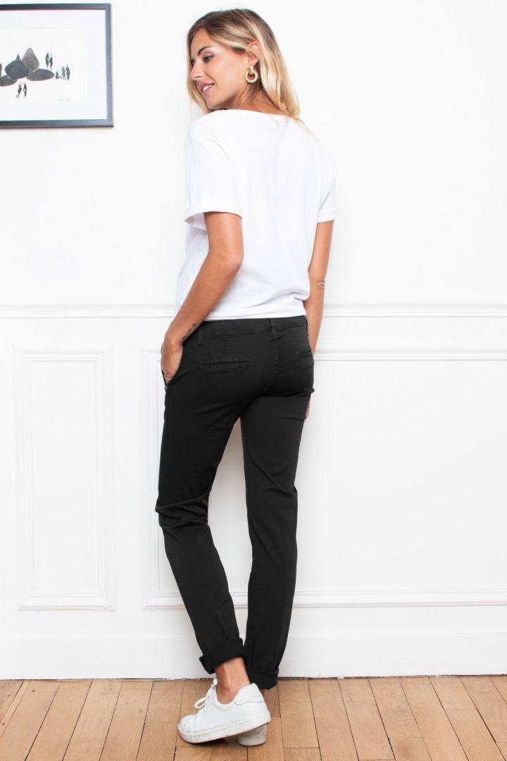 Chino Umstandshose mit Umschlag schwarz