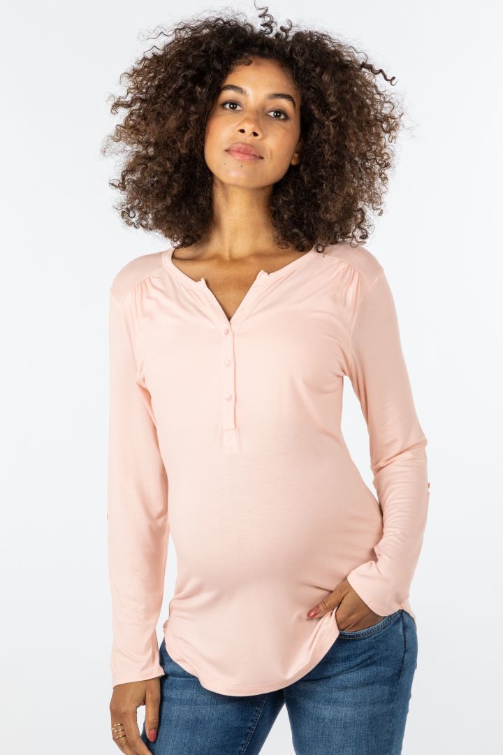 Eco Viskose Henley Umstands- und Stillshirt blush