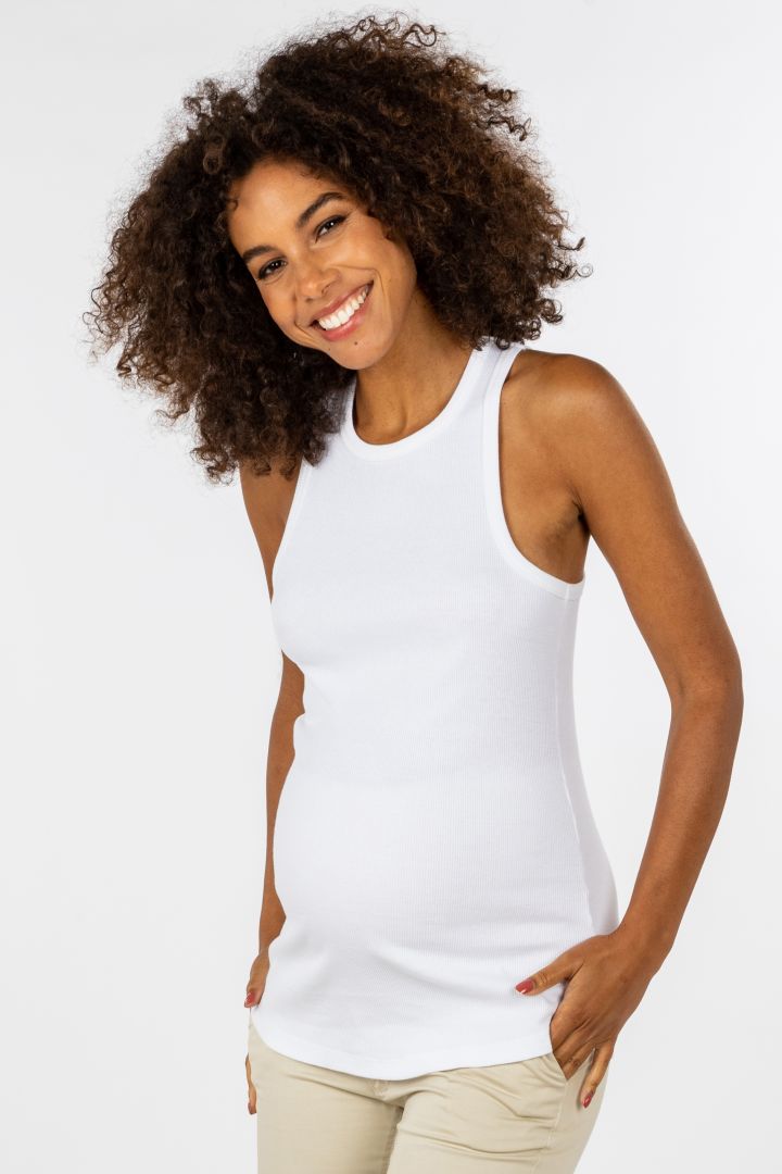 Ribbed Umstands-Tank Top aus Bio-Baumwolle weiß