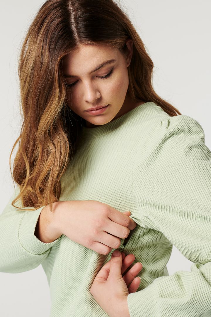 Maternity and Nursing Sweater with Puffy Sleeves