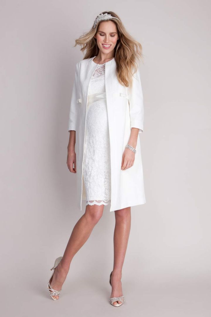 Umstandsbrautkleid aus Spitze