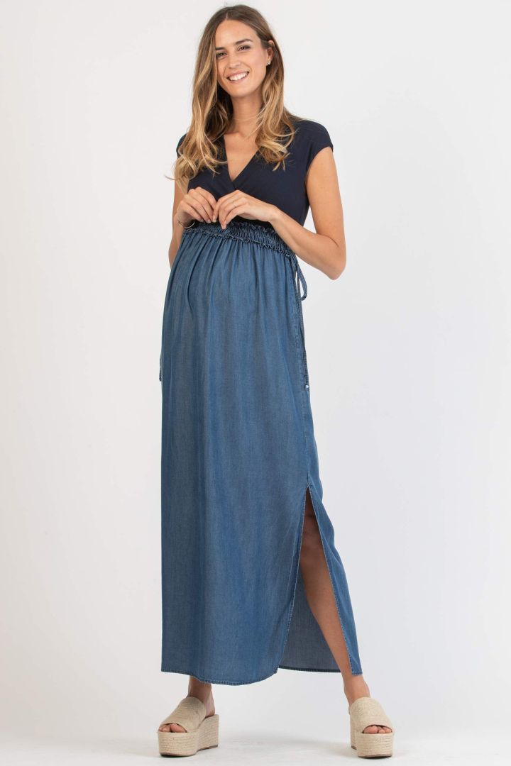 Tencel Umstands- und Still-Maxikleid