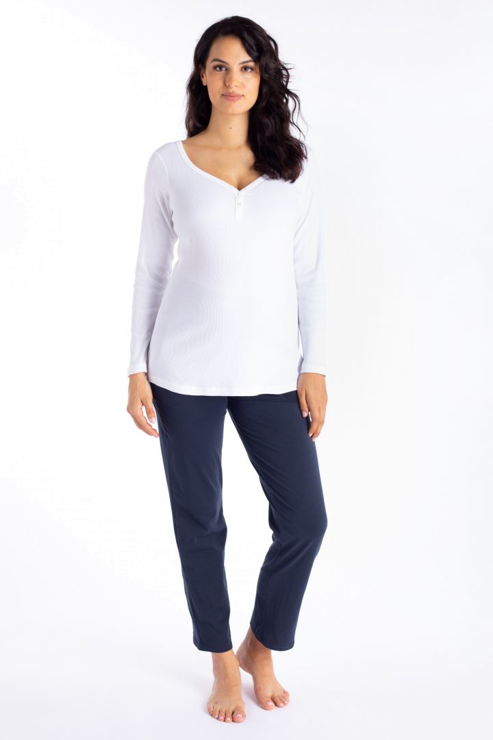 Organic Ribbed Maternity Shirt white