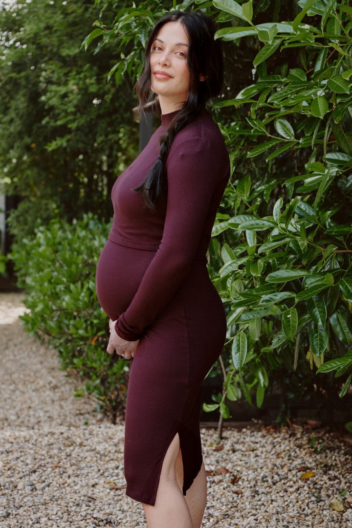 Two-piece Ribbed knit Maternity and Nursing Dress