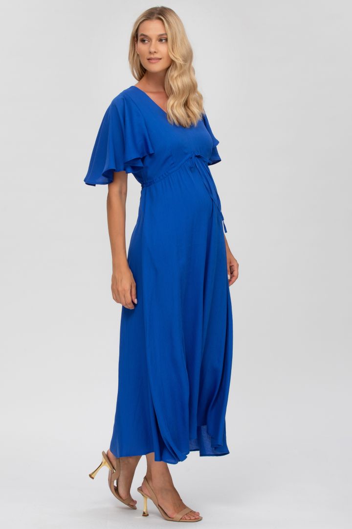 Festliches Umstandskleid mit Flügelärmeln königsblau