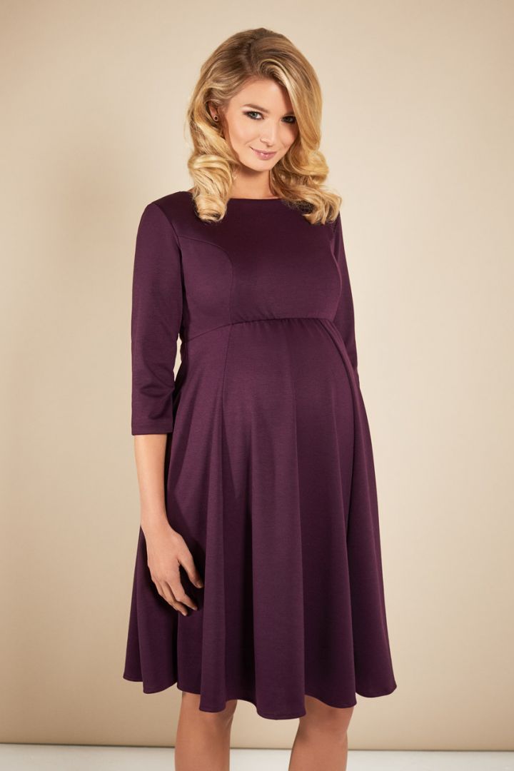 Maternity dress with submarine neckline wine red