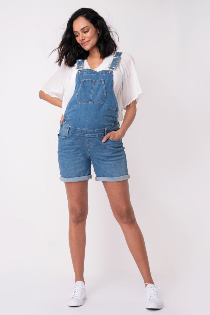 Kurze Umstands-Jeanslatzhose