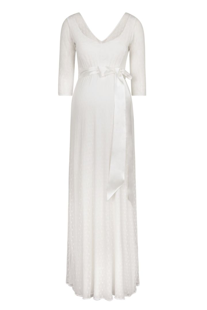 Spitzen Umstandsbrautkleid mit Pünktchen