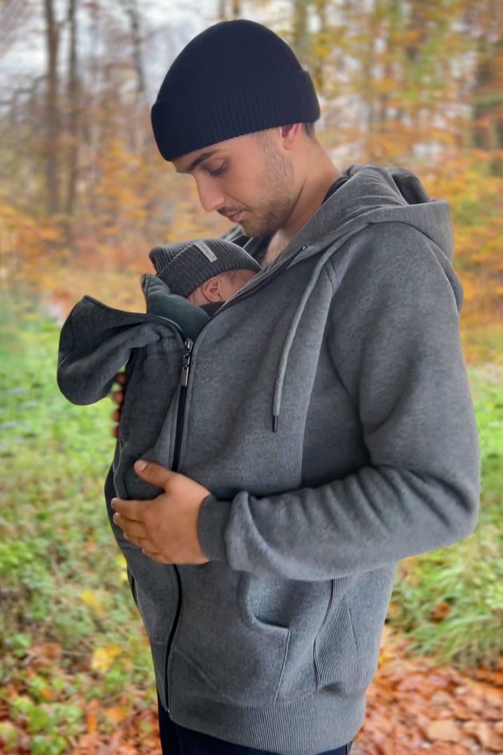Papa Hoodie und Tragejacke grau
