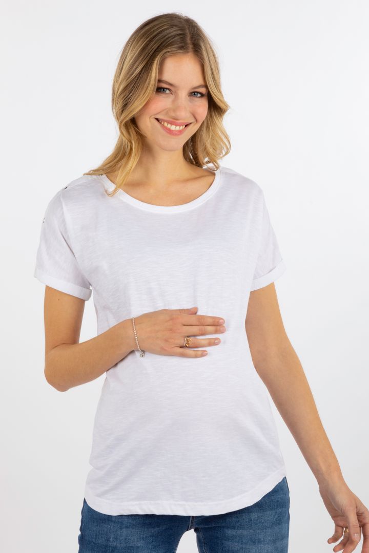 Organic Relaxed Umstandsshirt mit Stillöffnung weiß