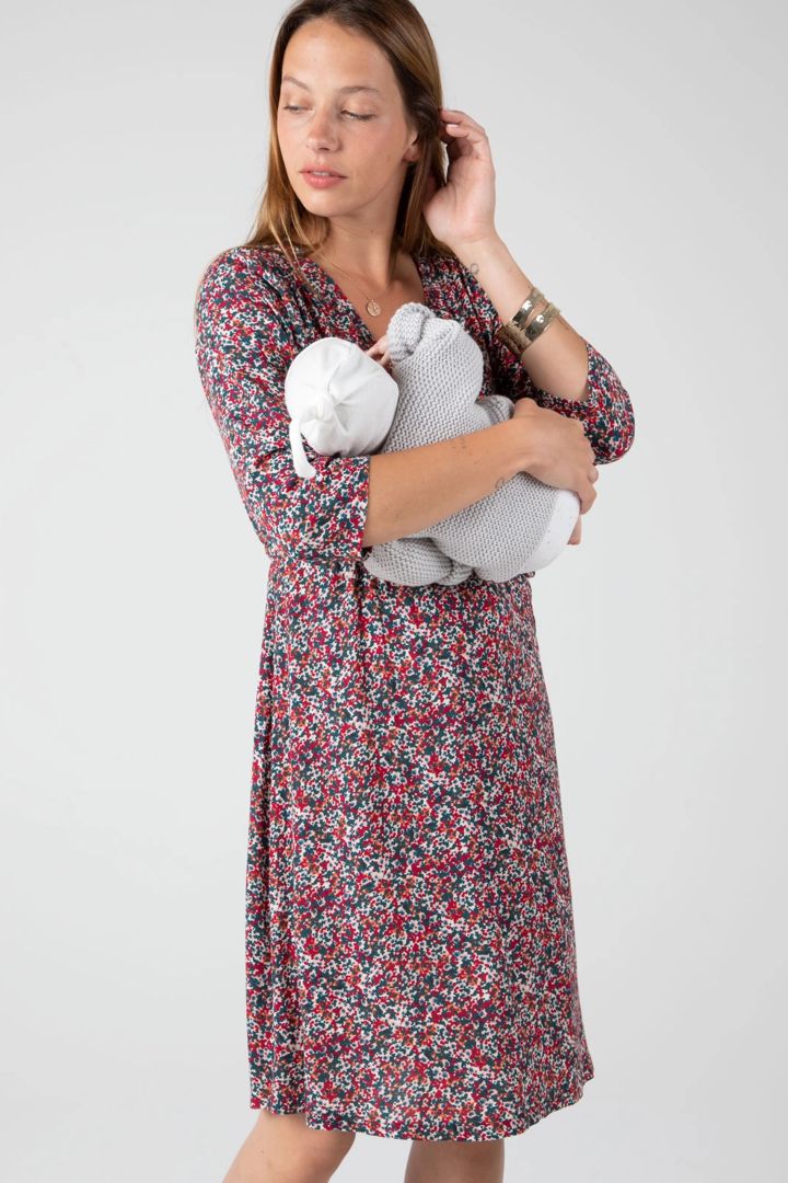 Umstands- und Stillkleid in Wickeloptik