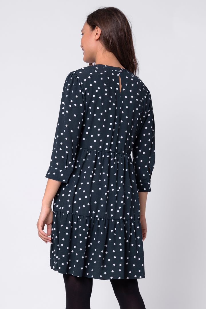 Flounce Maternity and Nursing Dress with Polka Dots