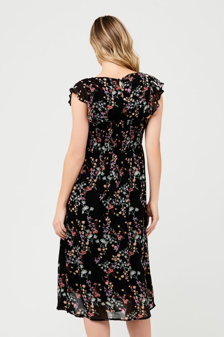 Umstandskleid mit Rüschenärmel und Blumen Print