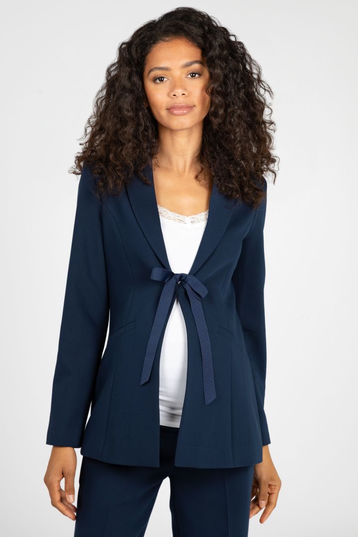 Umstandsblazer mit abnehmbarer Schleife navy